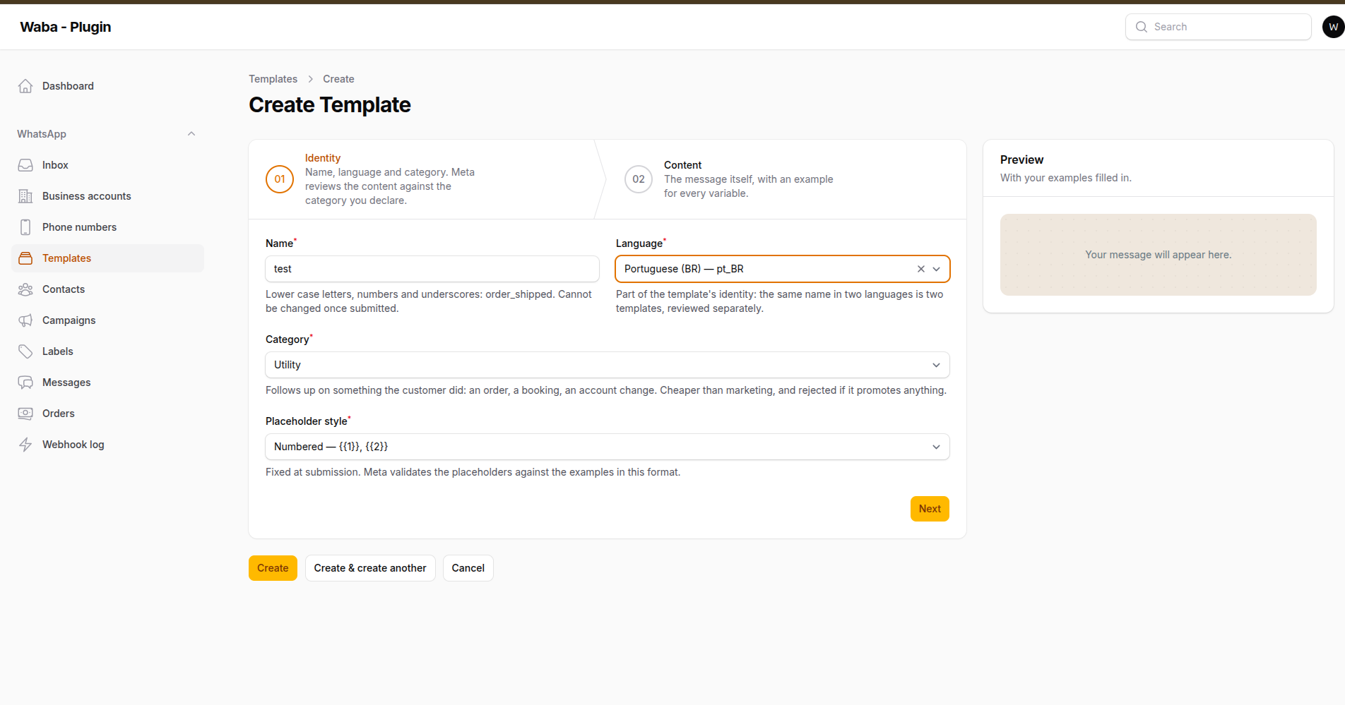 The template builder, first step